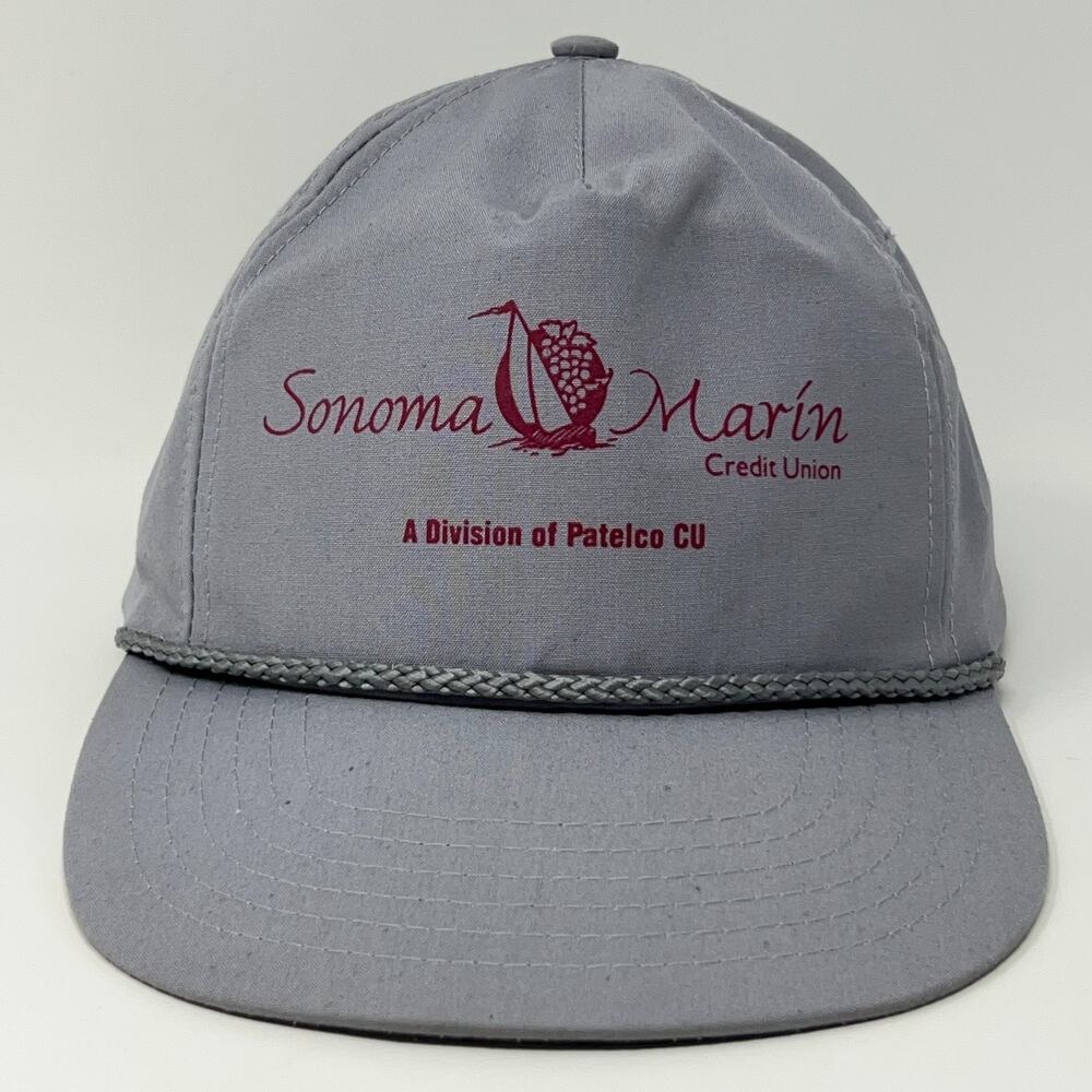 Vintage 90s Sonoma Marin Credit Union Hat Baseball Cap Patelco Snapback Gray